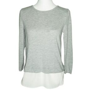 J.Crew Mercantile Gray Long Sleeve Top‎ with White Layered Hem XS Basic Classic